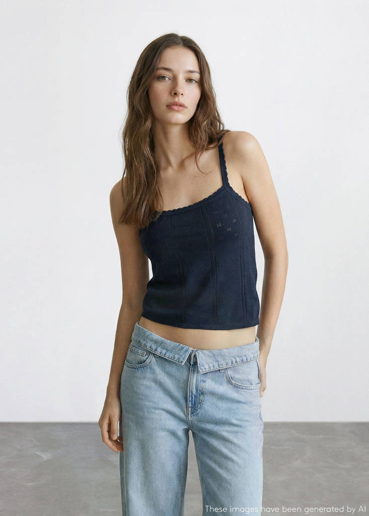 Ribbed knit top — Dark Navy