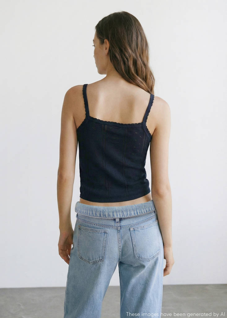 Ribbed knit top — Dark Navy