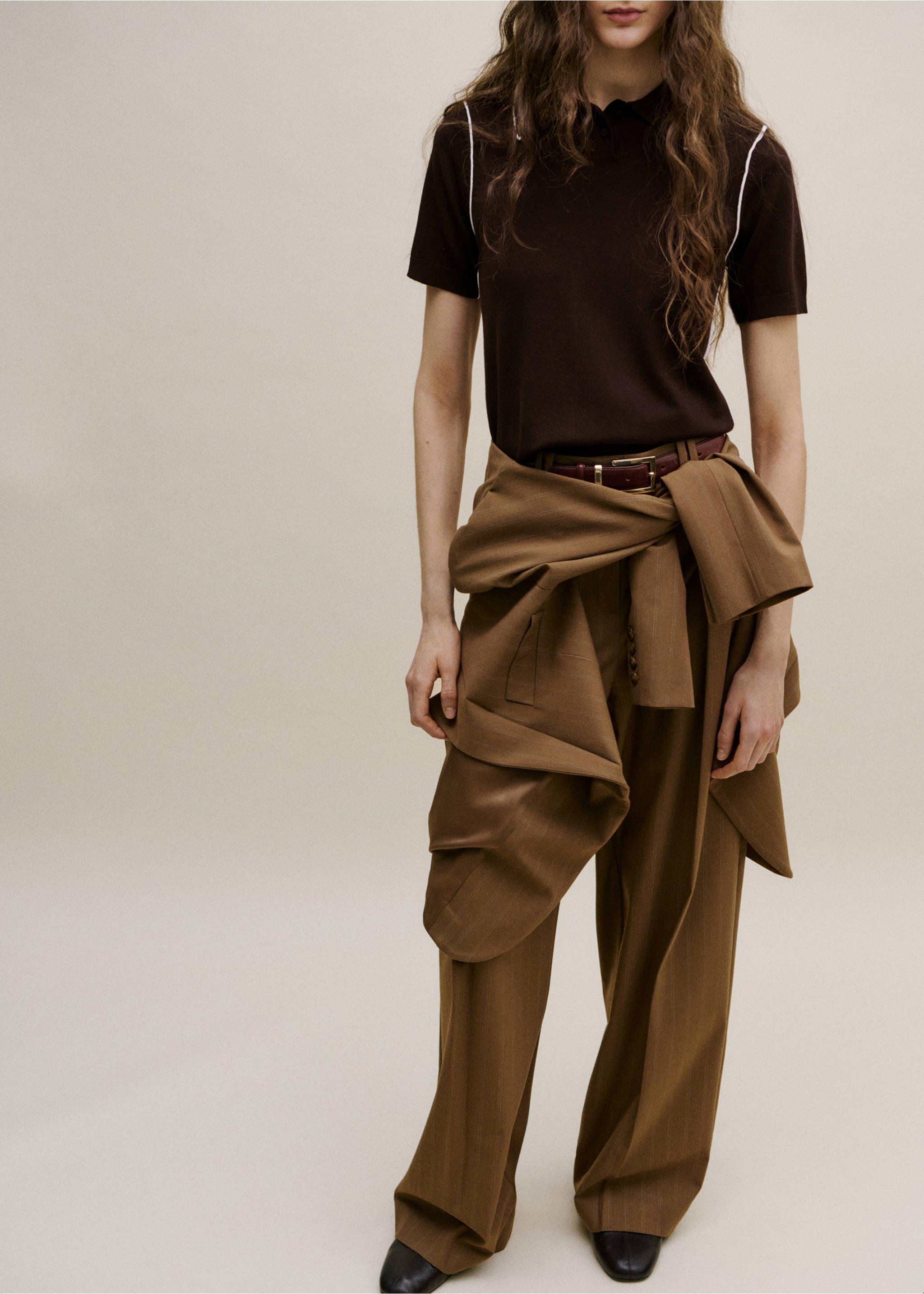 Jersey rayas contraste - Plano general, Chocolate. Ref: 27024775-00.