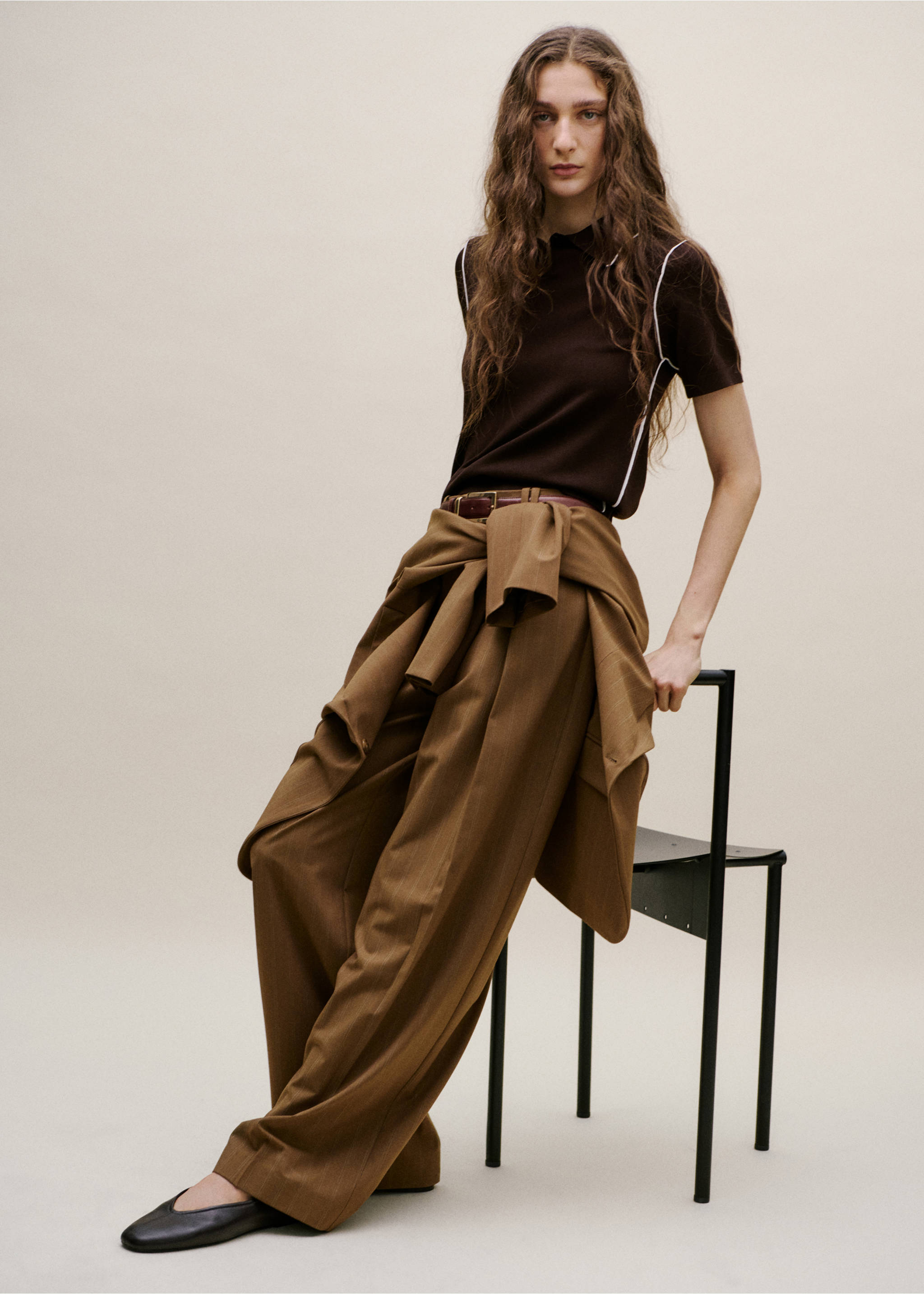 Jersey rayas contraste - Plano medio, Chocolate. Ref: 27024775-00.