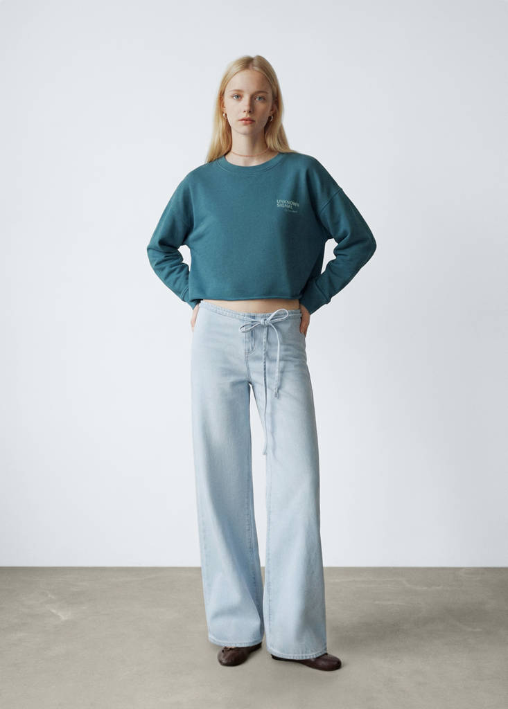 Printed cotton sweatshirt — Petrol Blue