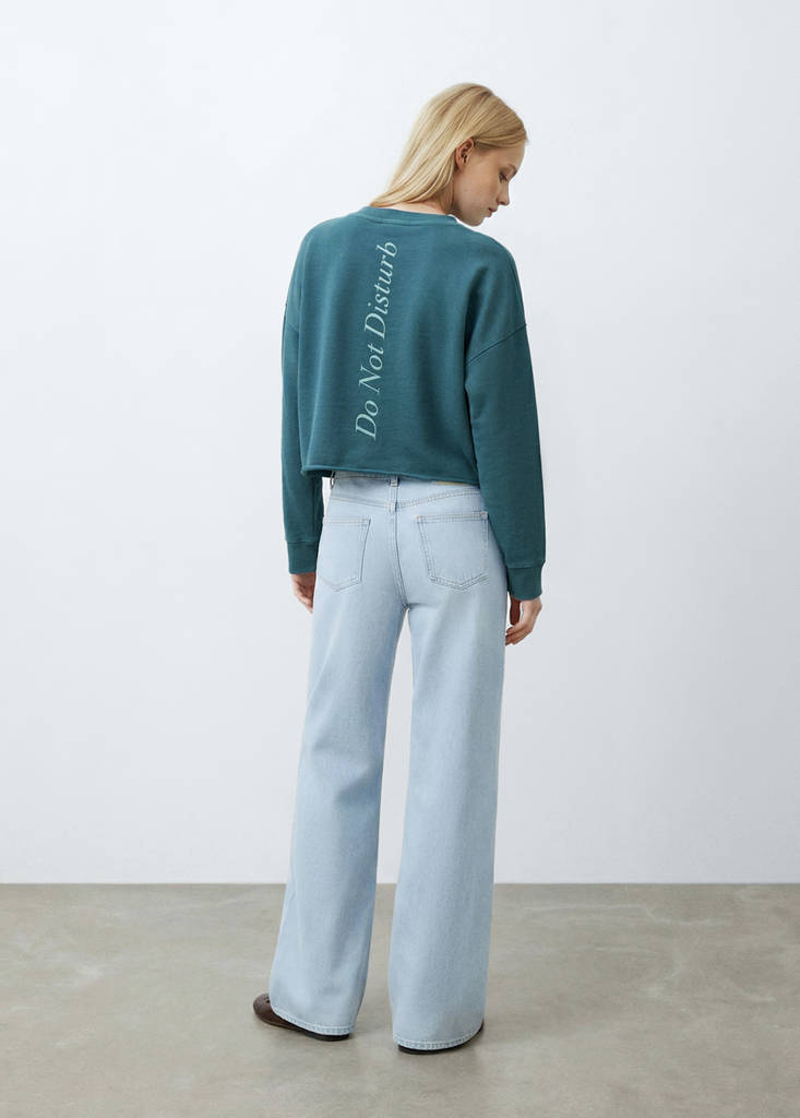 Printed cotton sweatshirt — Petrol Blue