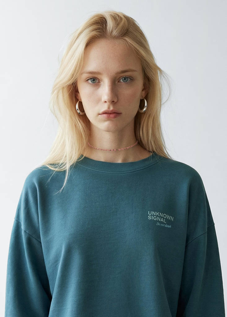 Printed cotton sweatshirt — Petrol Blue