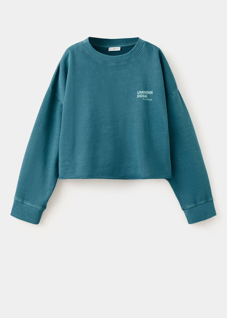 Printed cotton sweatshirt — Petrol Blue