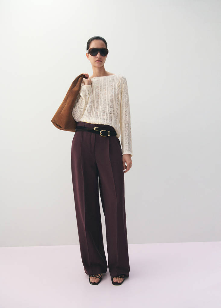 Low-rise lyocell trousers — Purple