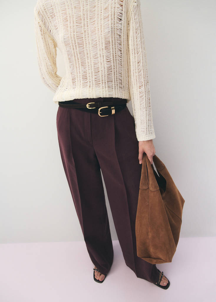 Low-rise lyocell trousers — Purple