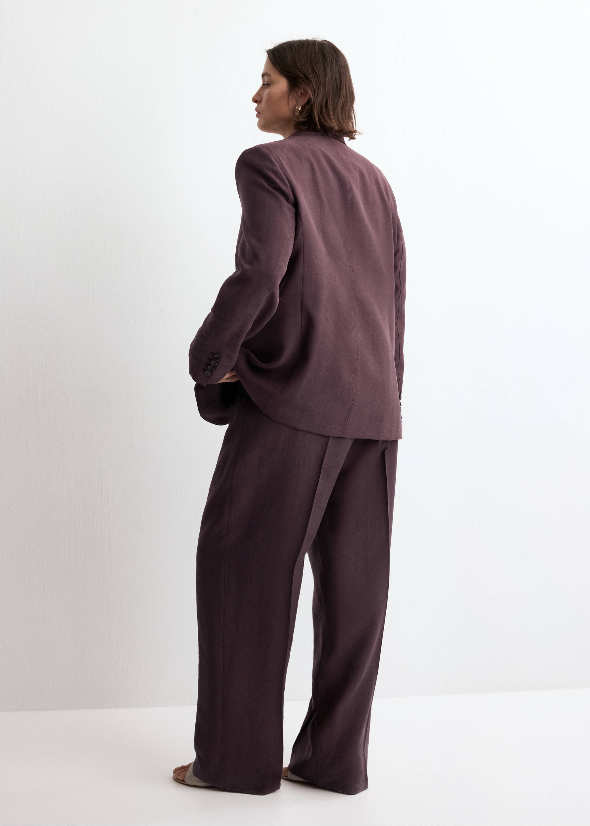 Pantalon lyocell taille basse - Détail de l'article 4, Violet. Ref: 27024788-00.