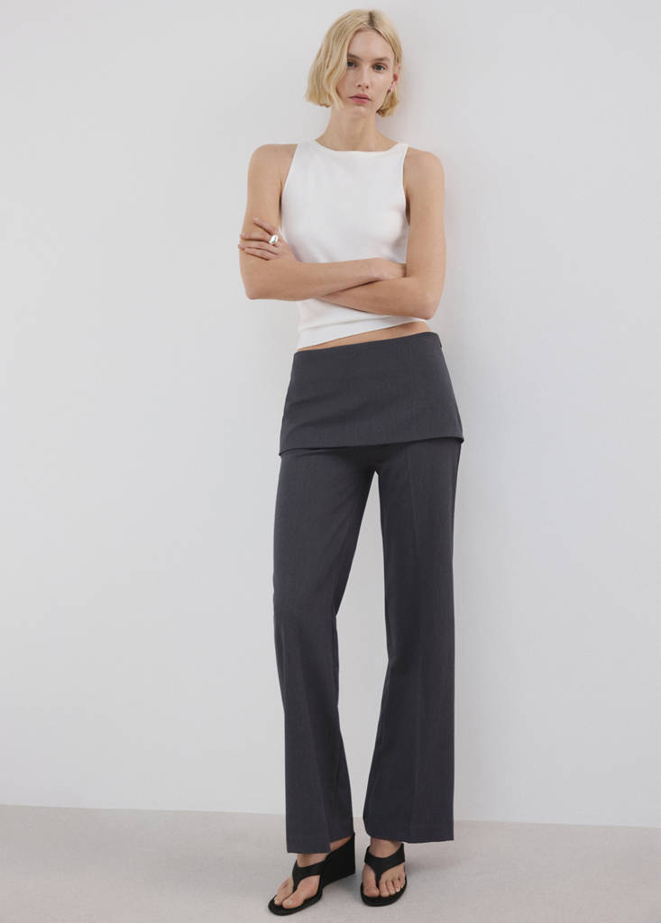 Straight-leg trousers with a mixed design — Grey