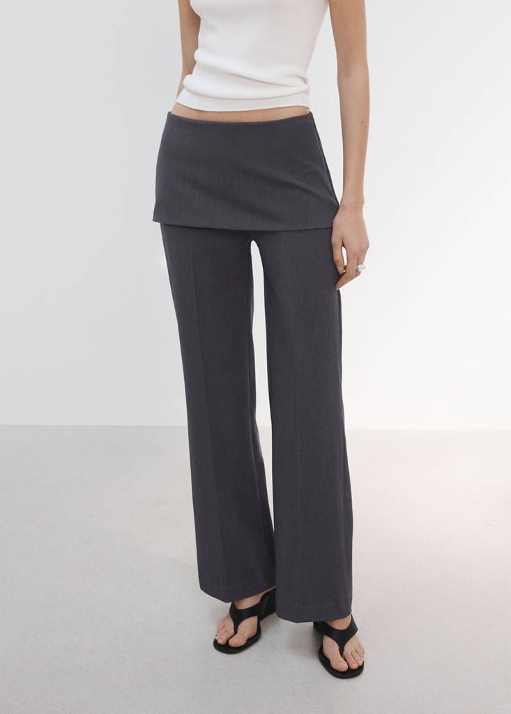 Straight-leg trousers with a mixed design — Grey