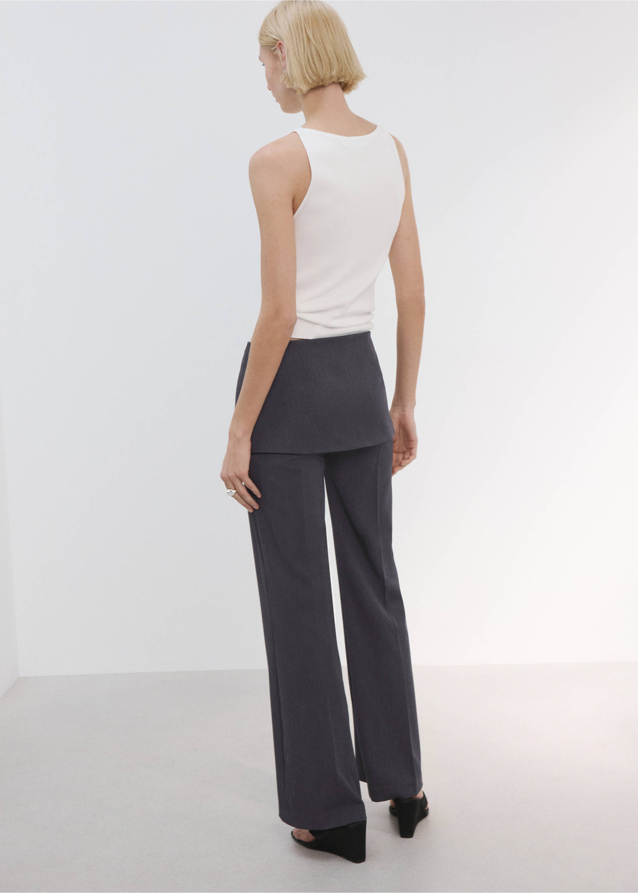 Straight-leg trousers with a mixed design - Reverse of the article, Grey. Ref: 27024790-00.