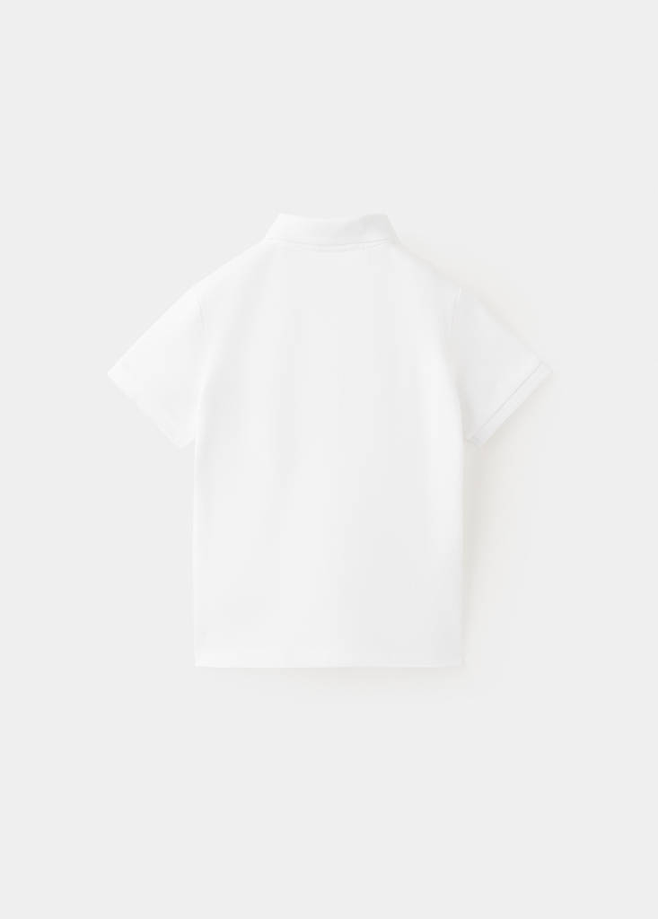 Short-sleeved cotton polo shirt — White