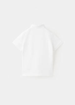 Short-sleeved cotton polo shirt — White 5