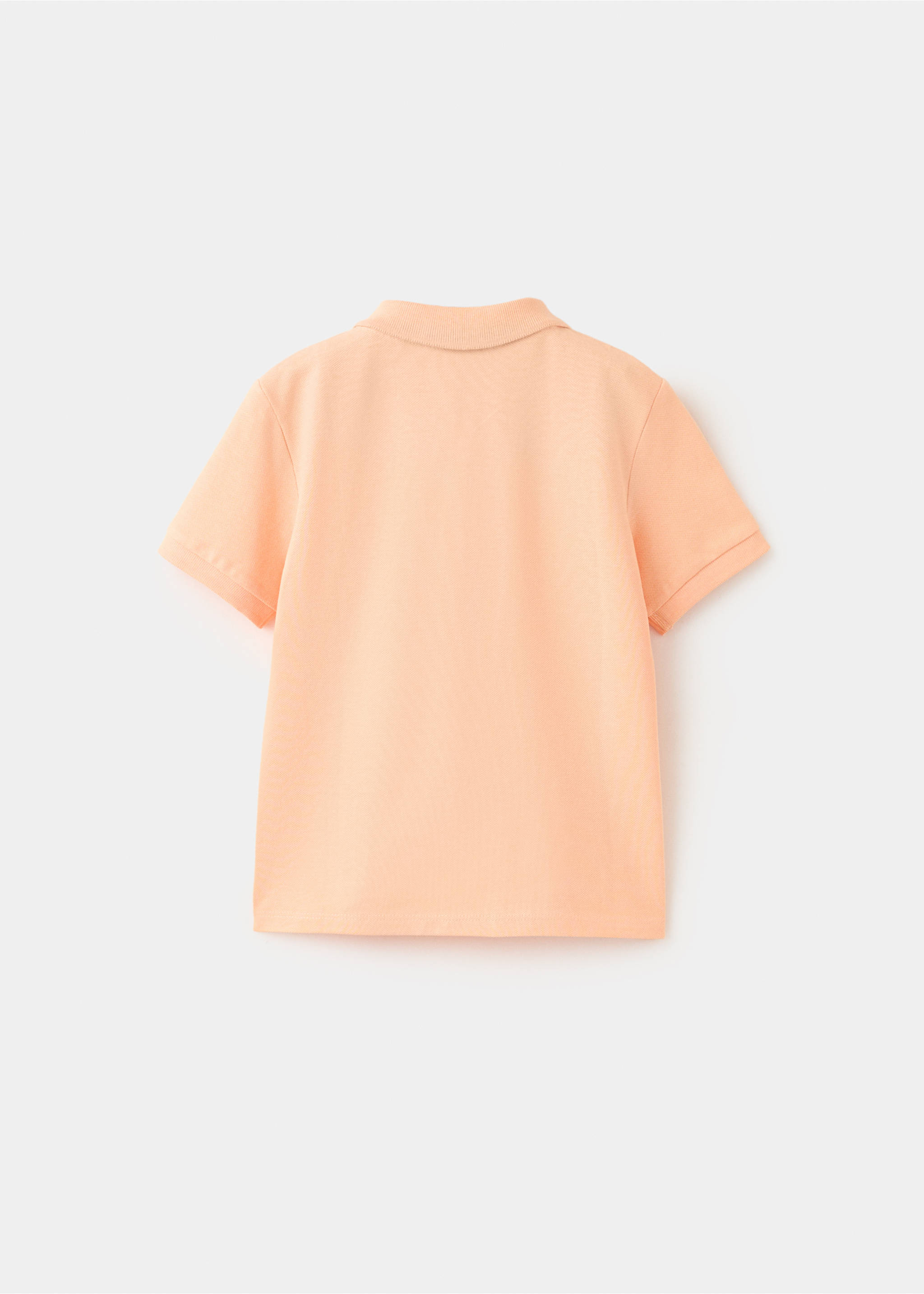 Short-sleeved cotton polo shirt - Reverse of the article, Peach. Ref: 27025144-00.