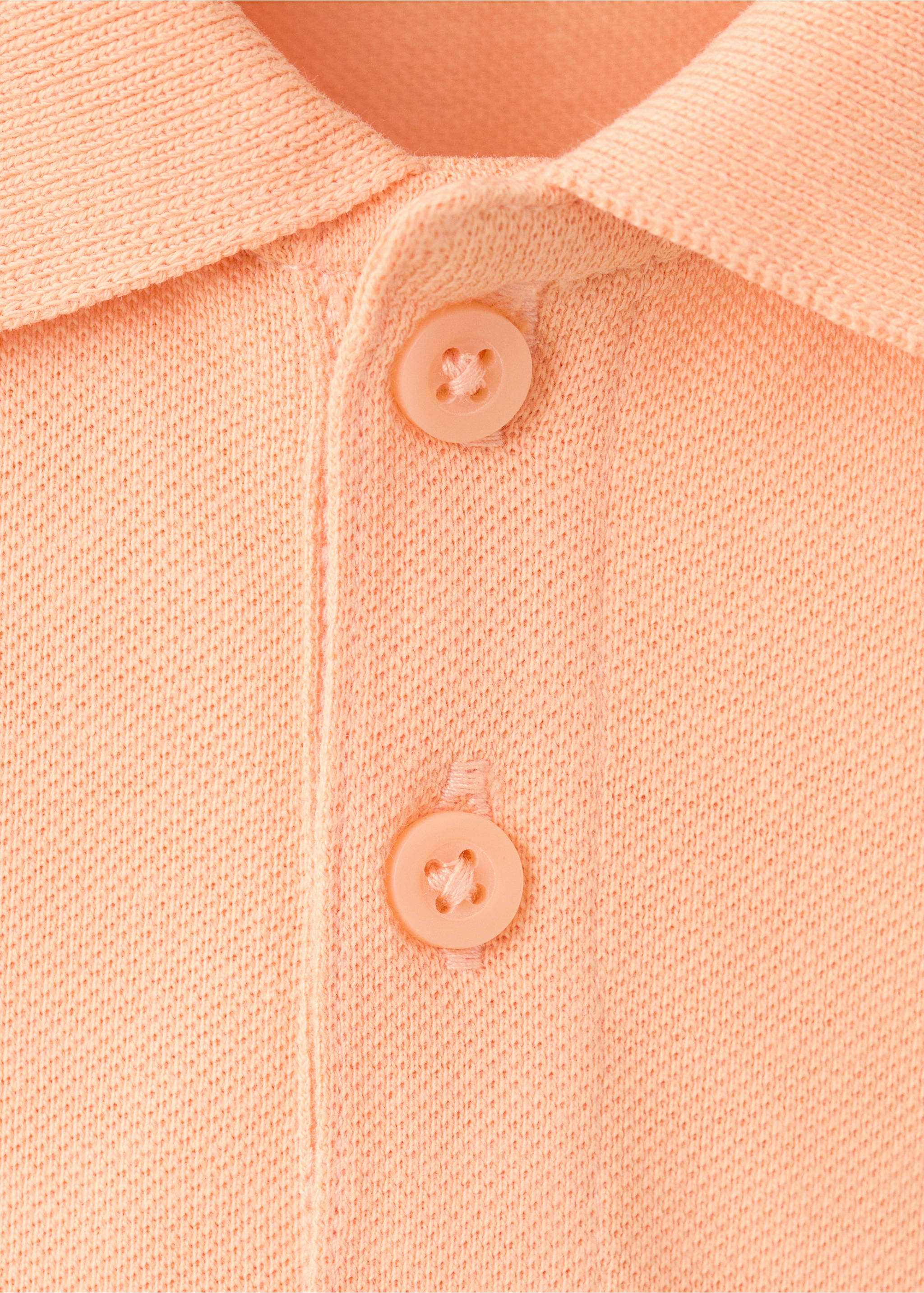 Short-sleeved cotton polo shirt - Details of the article 8, Peach. Ref: 27025144-00.