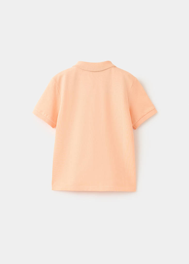 Short-sleeved cotton polo shirt — Peach