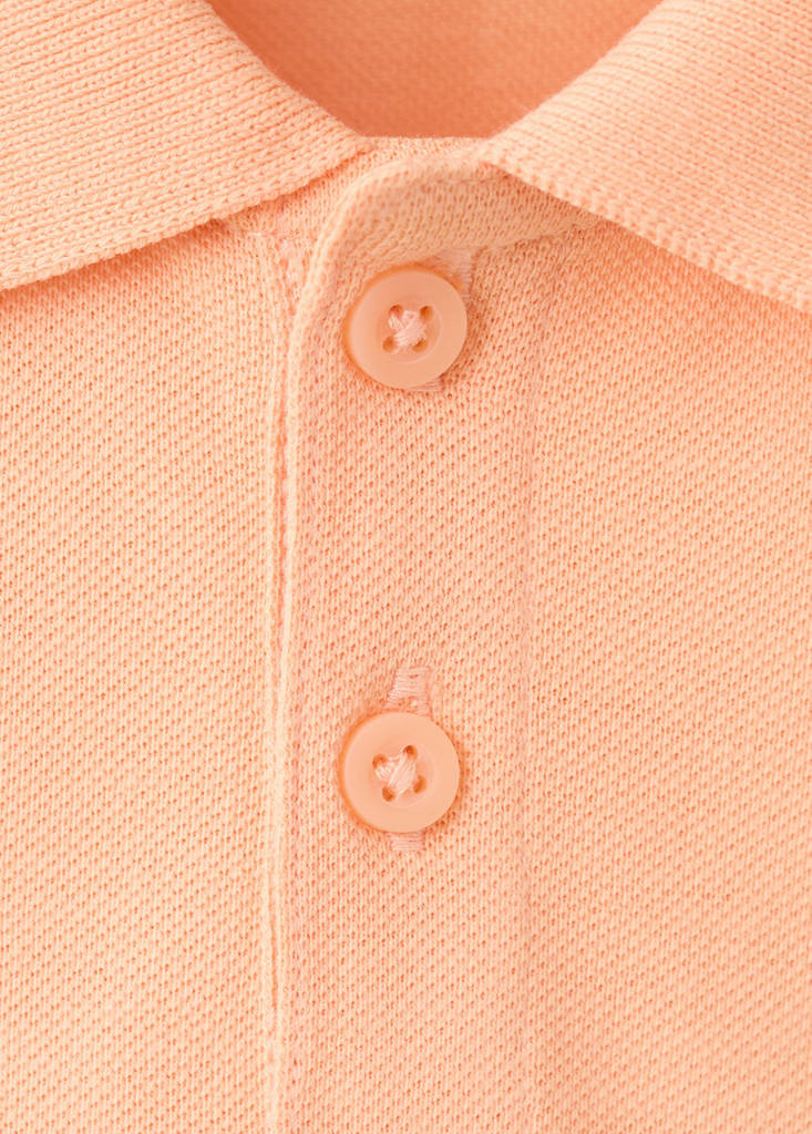 Short-sleeved cotton polo shirt — Peach