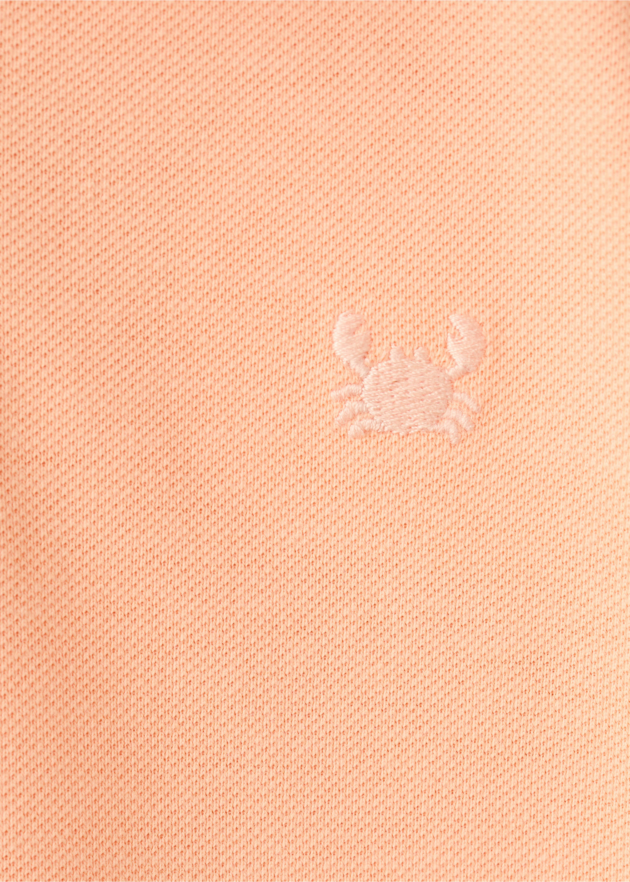 Short-sleeved cotton polo shirt - Details of the article 0, Peach. Ref: 27025144-00.