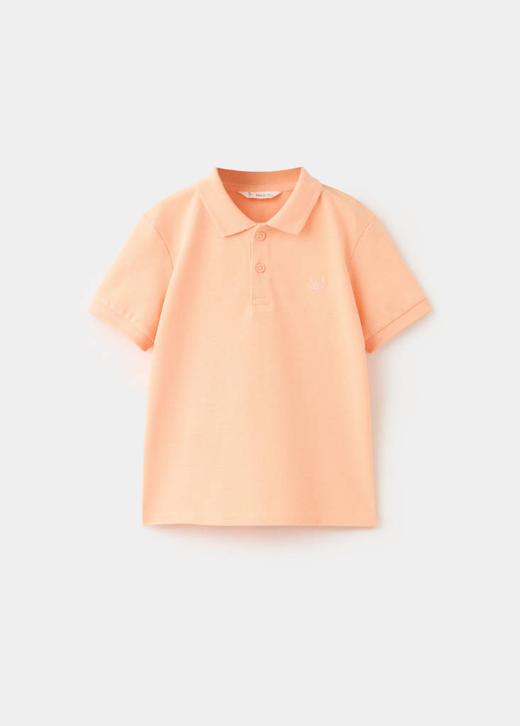 Short-sleeved cotton polo shirt — Peach