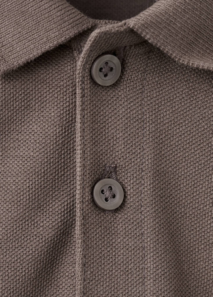 Short-sleeved cotton polo shirt — Chocolate