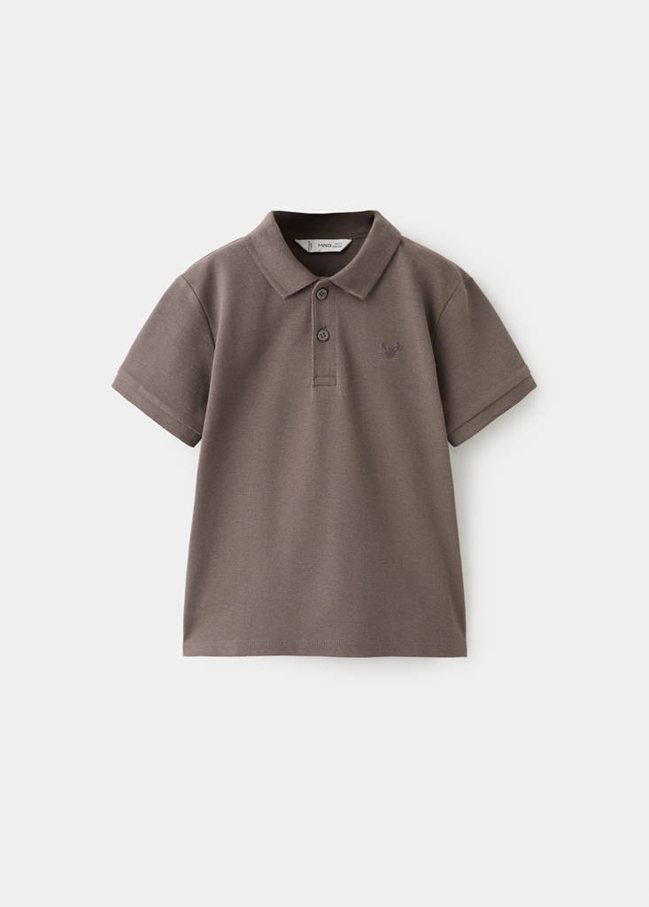 Short-sleeved cotton polo shirt — Chocolate