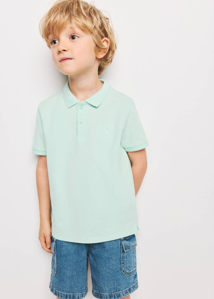 Short-sleeved cotton polo shirt — Mint Green