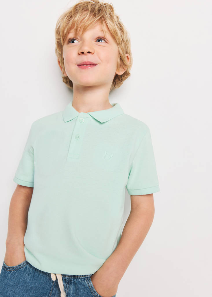 Short-sleeved cotton polo shirt — Mint Green