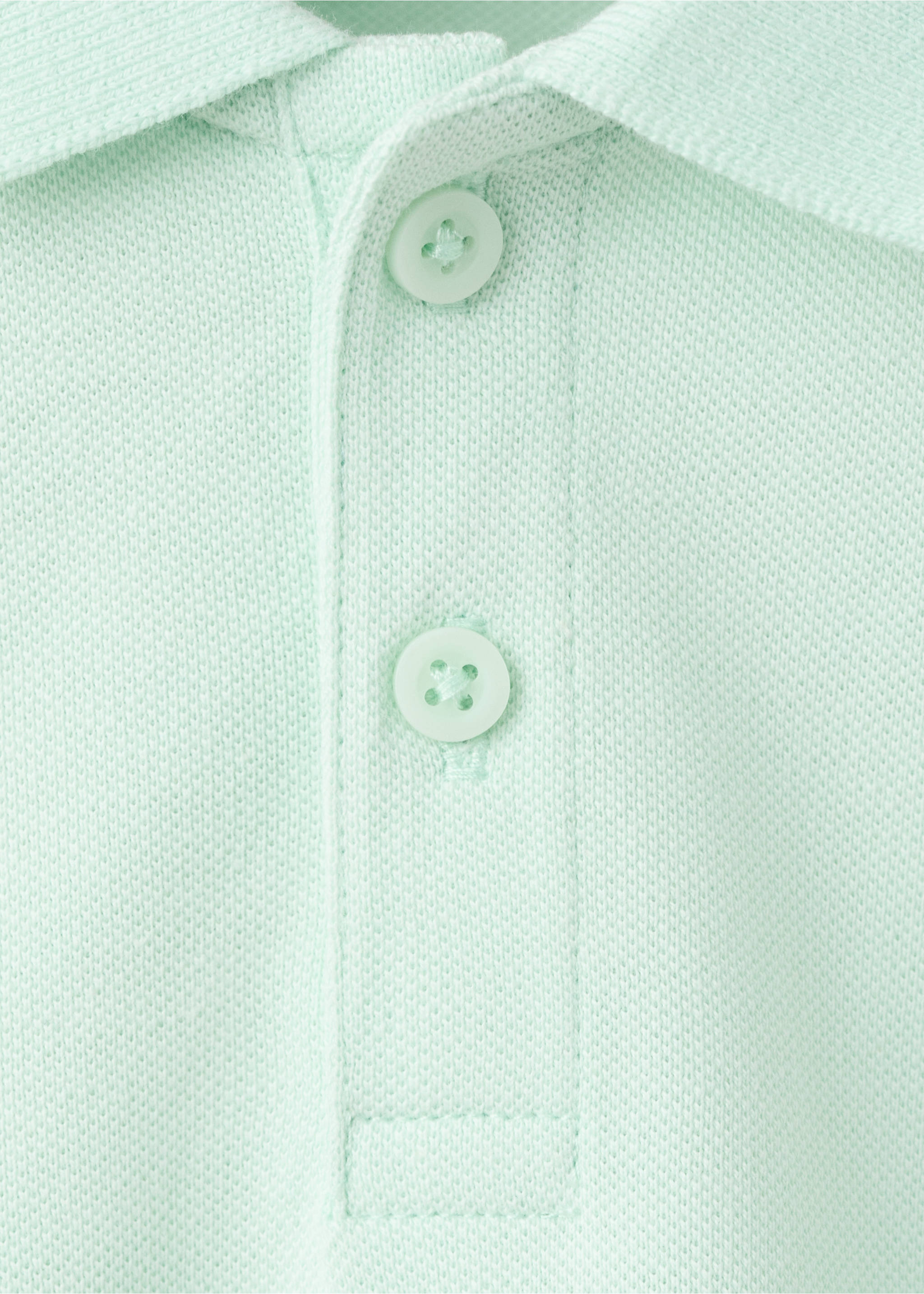Short-sleeved cotton polo shirt - Details of the article 8, Mint Green. Ref: 27025144-00.