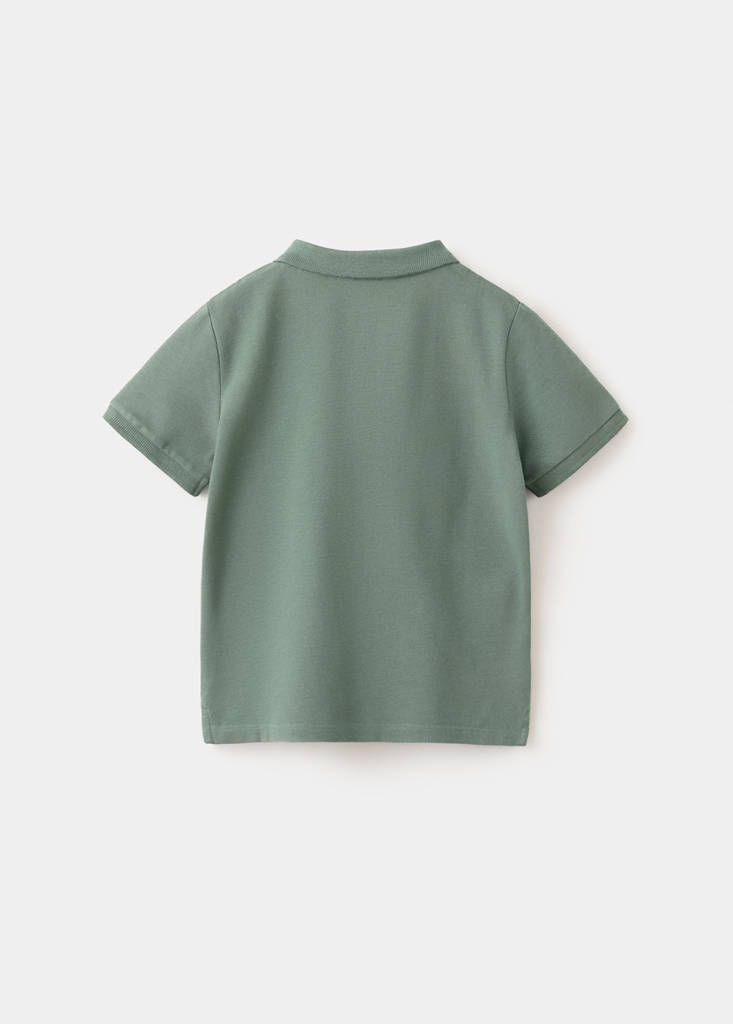 Short-sleeved cotton polo shirt — Green