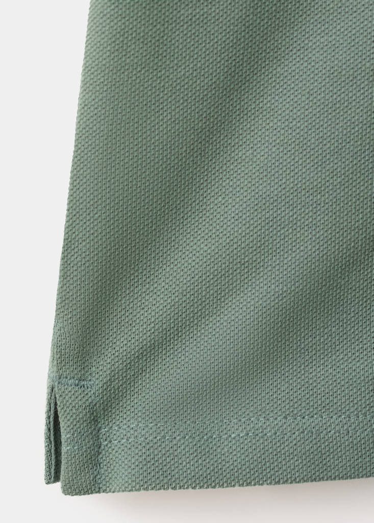 Short-sleeved cotton polo shirt — Green