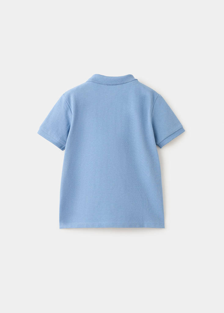Short-sleeved cotton polo shirt — Blue