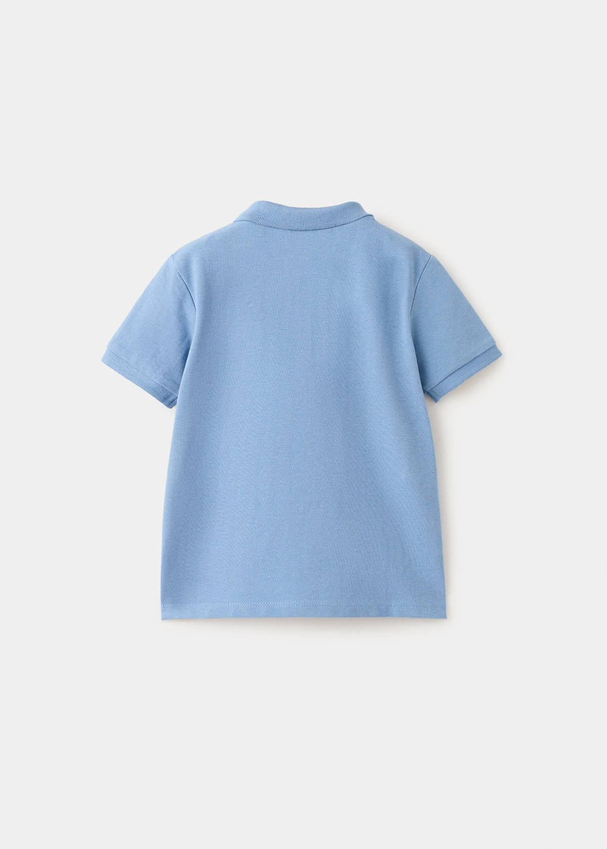 Short-sleeved cotton polo shirt — Blue
