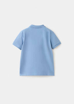 Short-sleeved cotton polo shirt — Blue 3