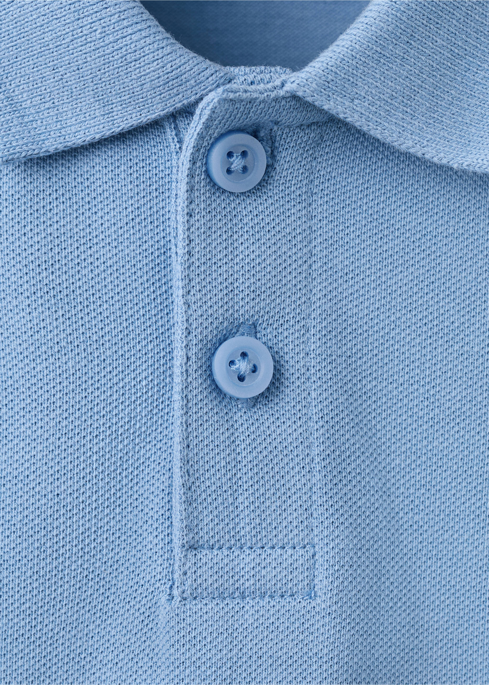 Short-sleeved cotton polo shirt - Details of the article 8, Blue. Ref: 27025144-00.