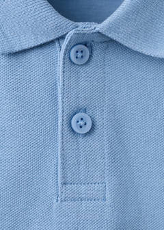 Short-sleeved cotton polo shirt — Blue 2