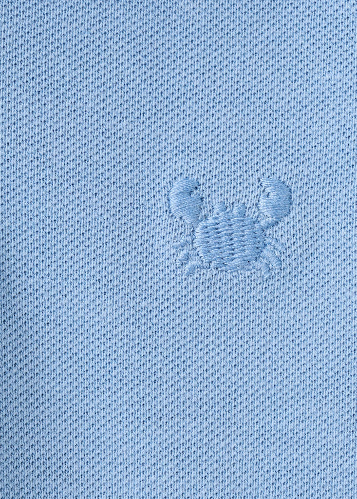 Short-sleeved cotton polo shirt — Blue