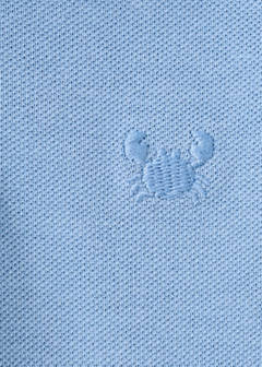 Short-sleeved cotton polo shirt — Blue 4
