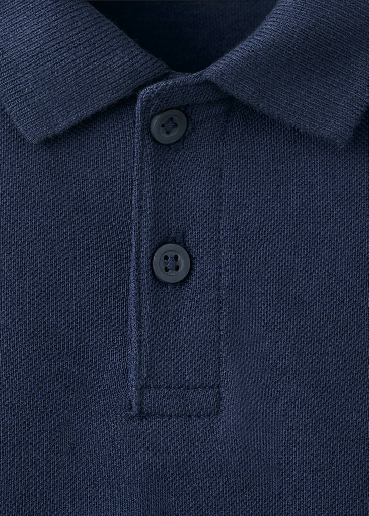 Short-sleeved cotton polo shirt — Navy