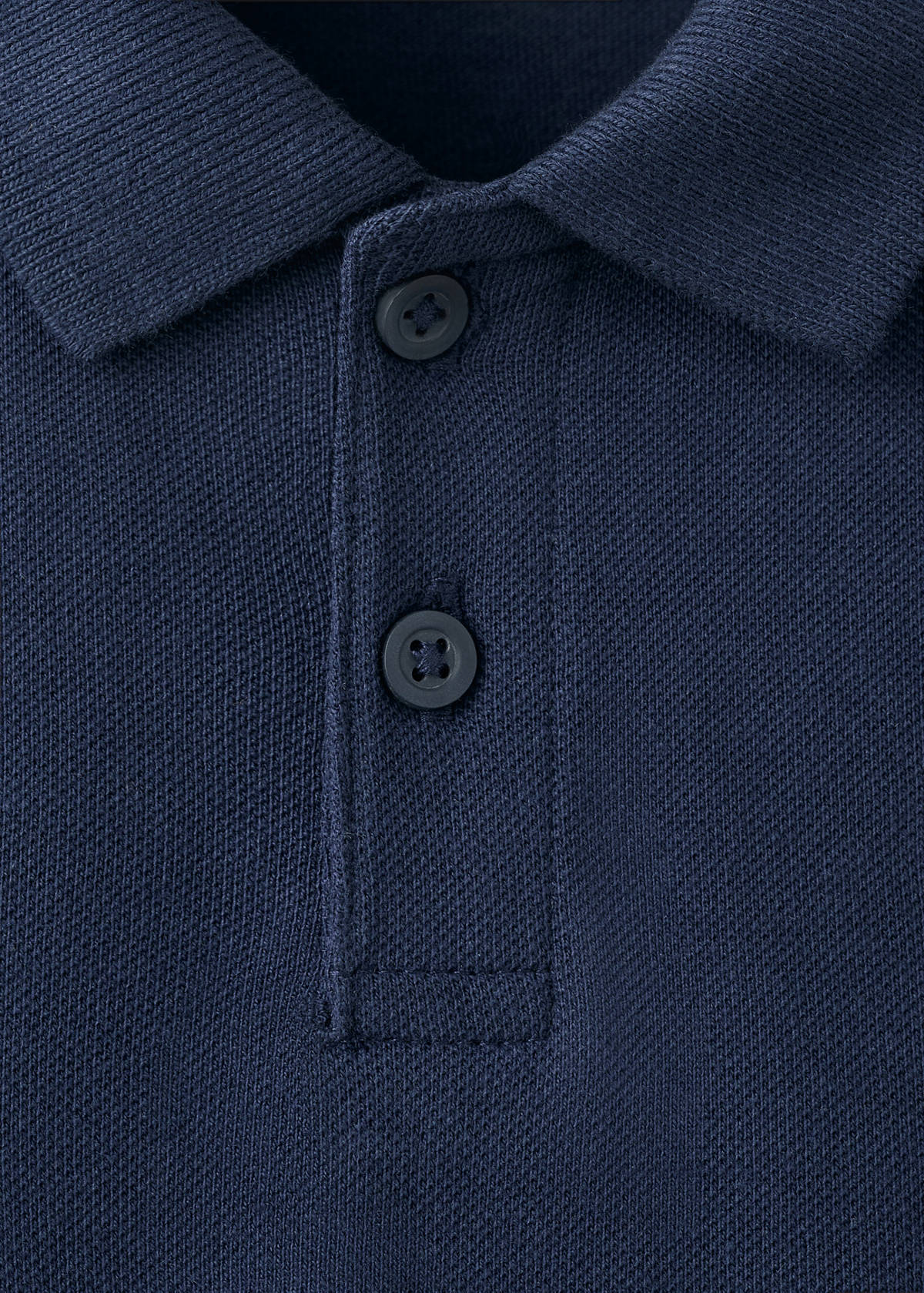 Short-sleeved cotton polo shirt — Navy