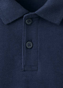 Short-sleeved cotton polo shirt — Navy 4