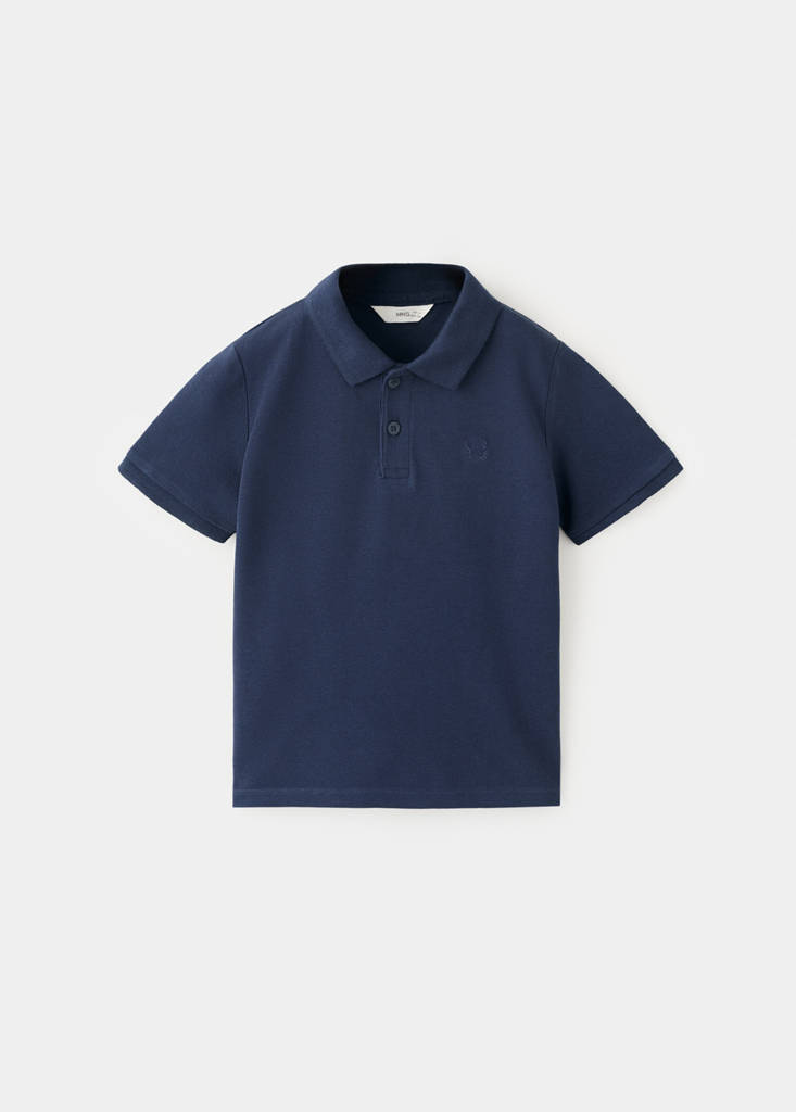 Short-sleeved cotton polo shirt — Navy