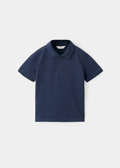Short-sleeved cotton polo shirt — Navy 2
