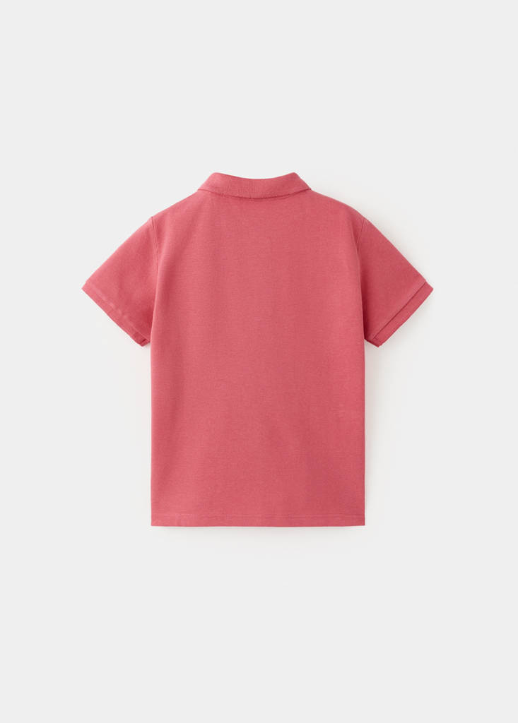 Short-sleeved cotton polo shirt — Red