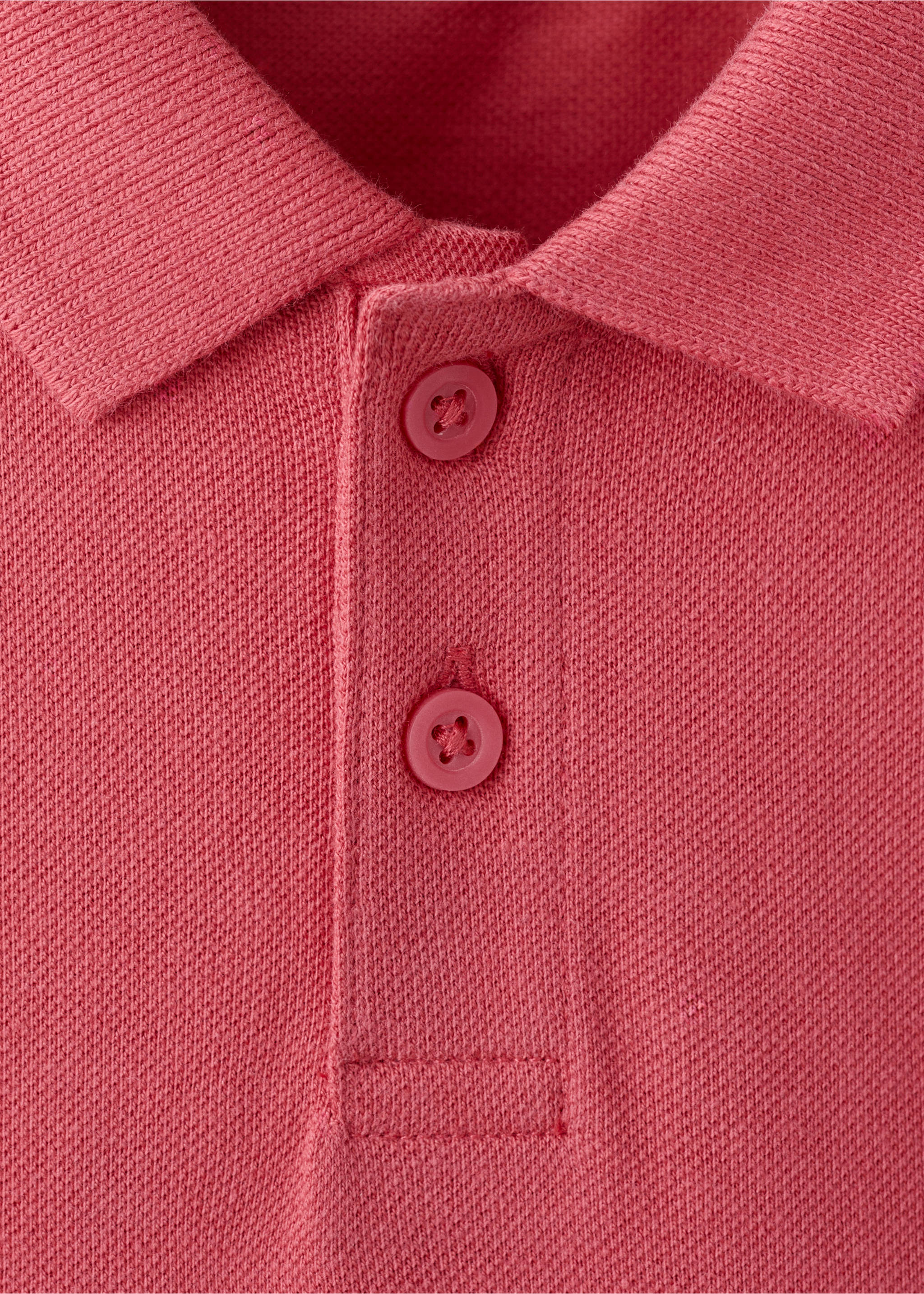 Short-sleeved cotton polo shirt - Details of the article 8, Red. Ref: 27025144-00.