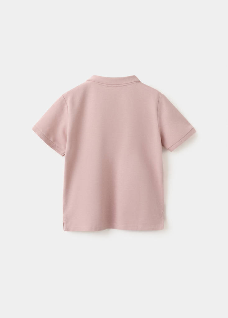 Short-sleeved cotton polo shirt — Pale Pink