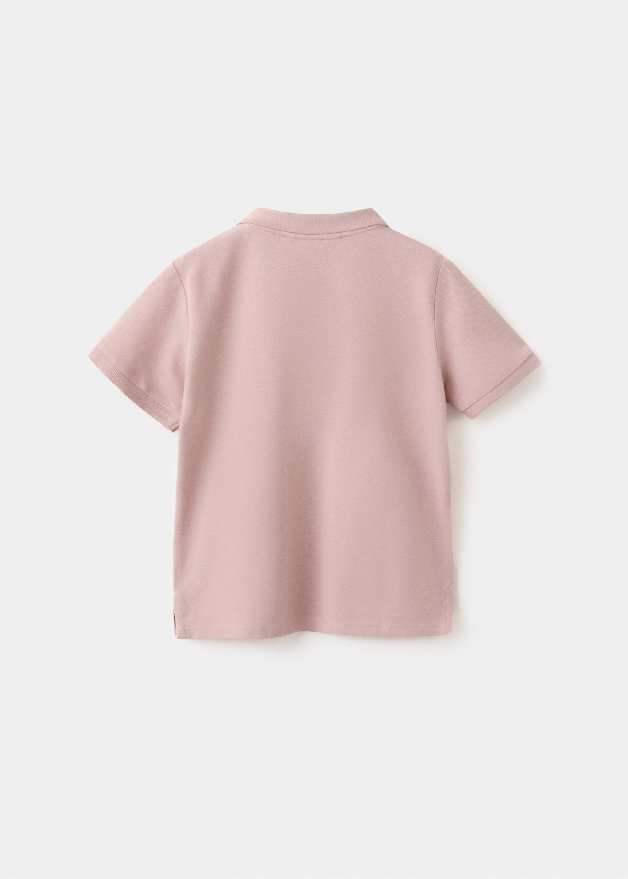 Short-sleeved cotton polo shirt - Reverse of the article, Pale Pink. Ref: 27025144-00.