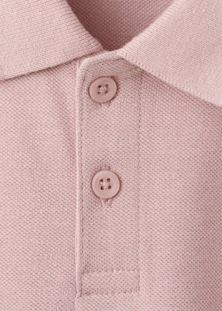 Short-sleeved cotton polo shirt — Pale Pink