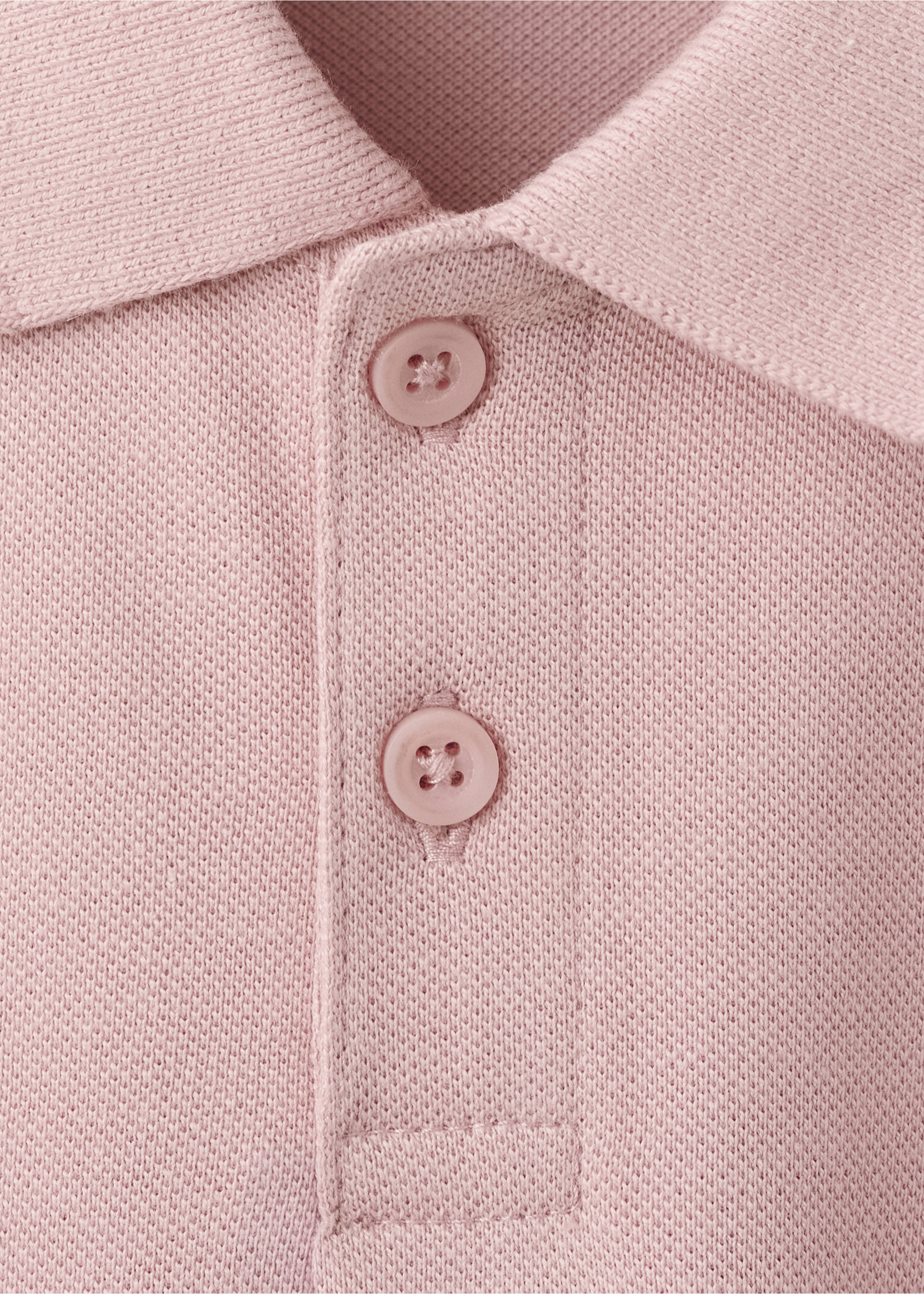 Short-sleeved cotton polo shirt - Details of the article 8, Pale Pink. Ref: 27025144-00.