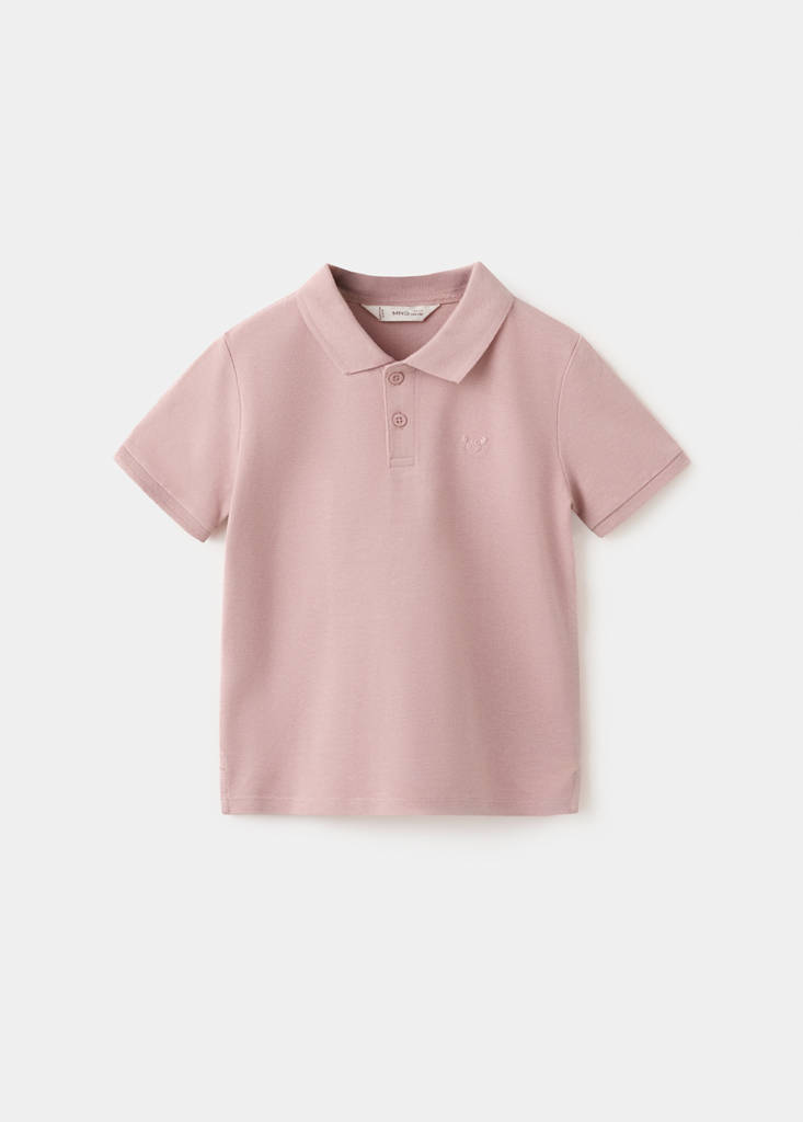 Short-sleeved cotton polo shirt — Pale Pink
