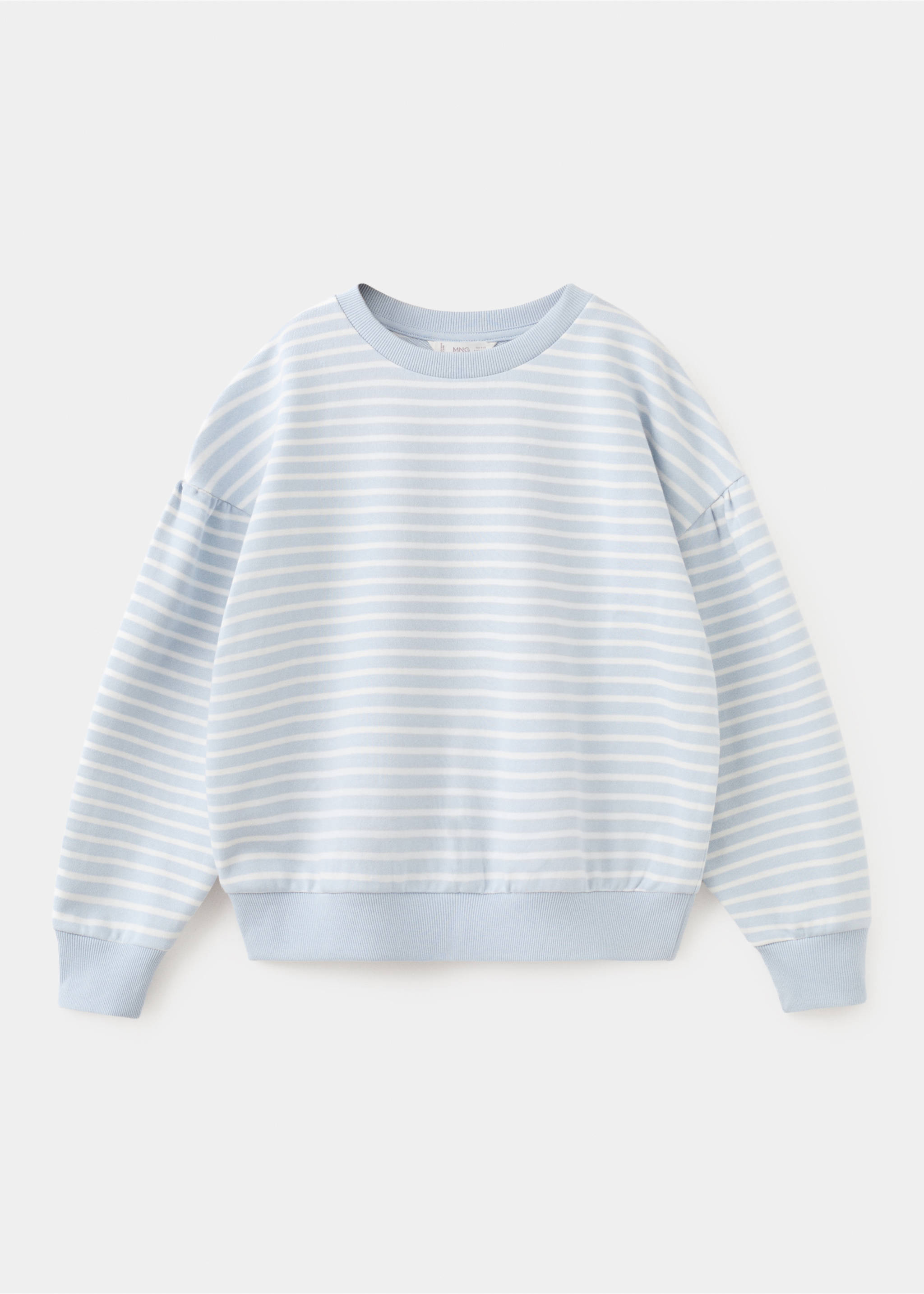 Striped cotton-blend sweatshirt - Article without model, Sky Blue. Ref: 27025146-00.