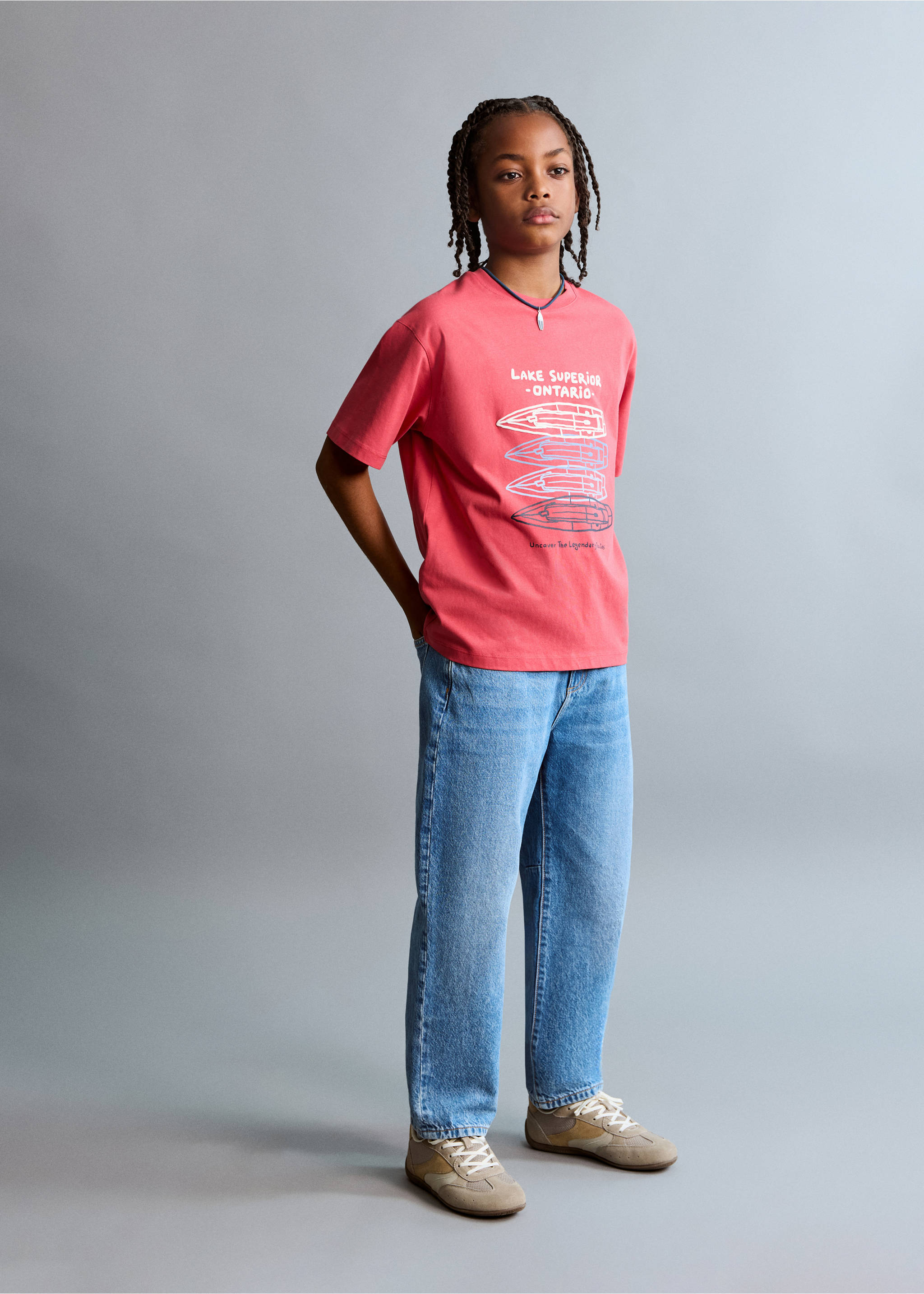 印花棉质混纺T恤 - null, 红色. Ref: 27025149-00.